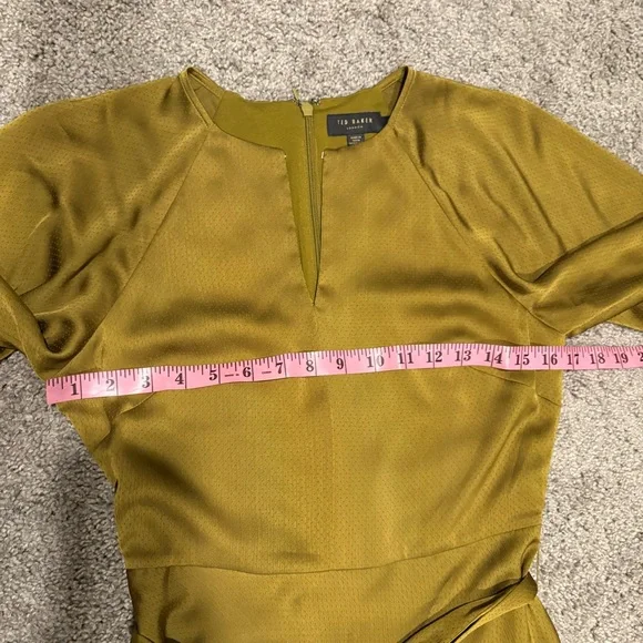 Ted Baker HARIIET Midi Dress In Khaki Green Size 1 / S - Picture 8 of 15